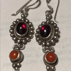Antique Garnet & Carnelian Drop Earrings